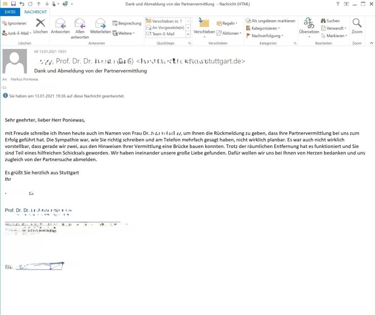 Bei einem Dankschreiben, sehe ich gerade, fehlt der Alternativtext. Könntest du mir den für dieses Dankschreiben bitte vorschlagen, damit ich den einsetzen kann, um es dann als Dankschreiben unter den letzten Text zu veröffentlichen? Danke. Alternativtext dafür bitte. Danke.